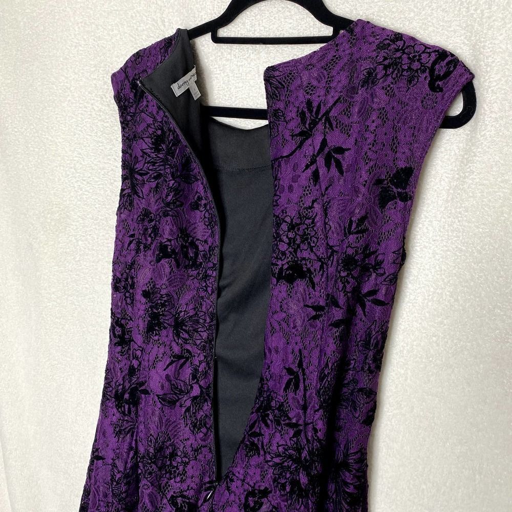 Danny & Nicole Floral Lace Velvet Fit & Flare Dress Purple Black Halloween 8 - Picture 14 of 15